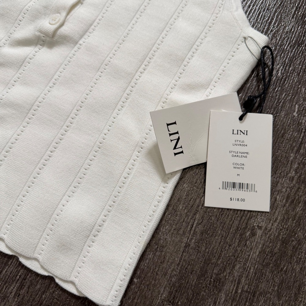 LINI White Ribbed Button Front Tank Top - Picture 3 of 5